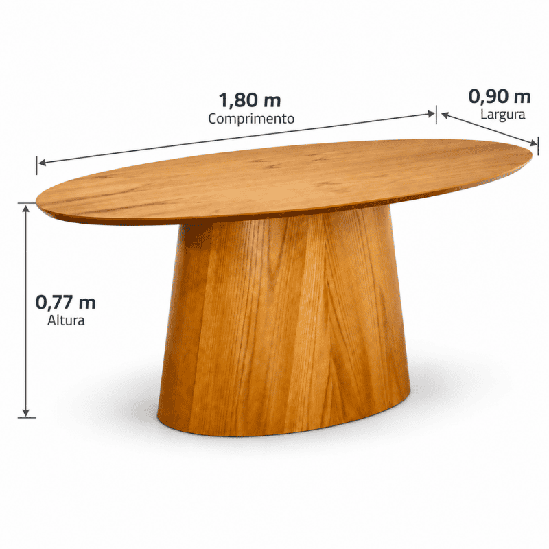 Mesa de Jantar Barcelona Oval 180x90 Cinamomo + 6 Cadeiras Munique Linho Bege Estrutura Madeira Minas Plac - Imagem 12