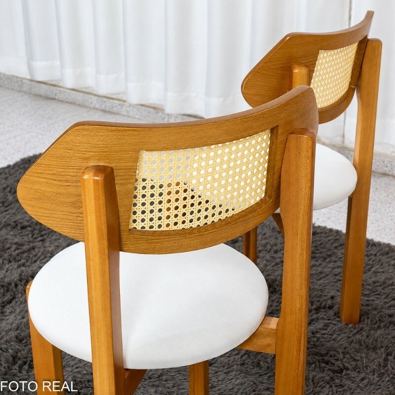 Mesa de Jantar Barcelona Oval 180x90 Cinamomo + 6 Cadeiras Munique Linho Bege Estrutura Madeira Minas Plac - Imagem 6