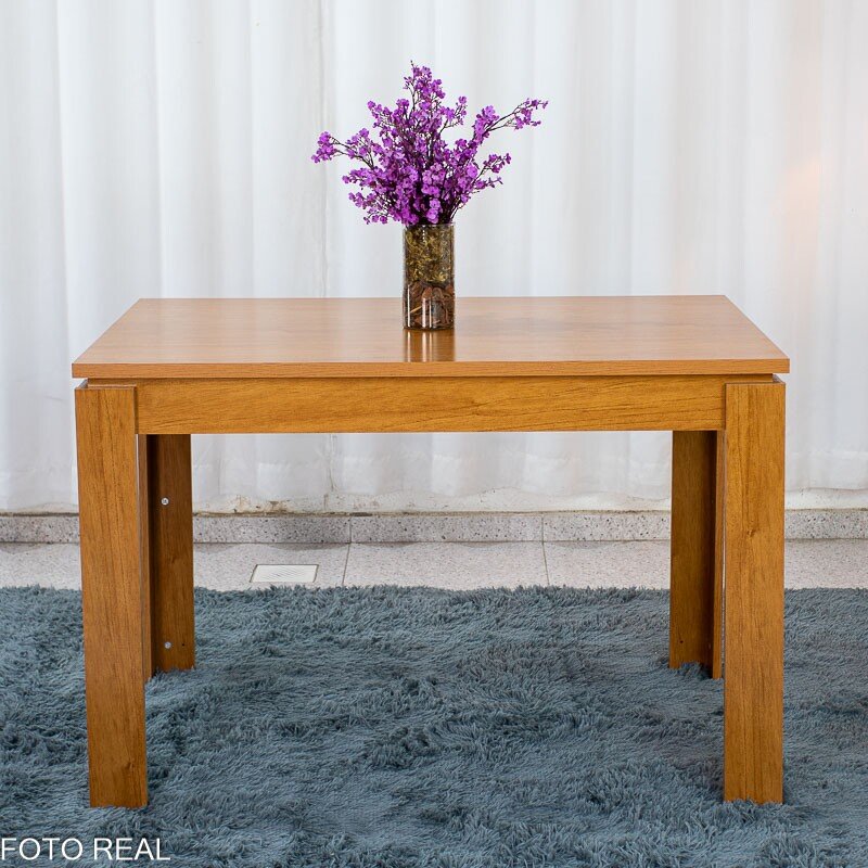 Mesa Athenas 120x80 Amêndoa Clean Tampo Maciço - Móveis Lopas + 4 Cad. Gabi Linho Cinza A Claro Madeira Maciça - Bom Lar - Imagem 7