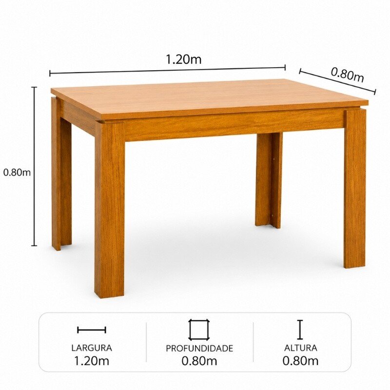 Mesa Athenas 120x80 Amêndoa Clean Tampo Maciço - Móveis Lopas + 4 Cad. Gabi Linho Cinza A Claro Madeira Maciça - Bom Lar - Imagem 9