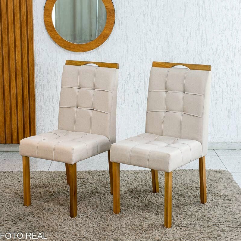 Mesa de Jantar Salina 120x80 Tampo Londres Cinamomo Cel Móveis + 4 Cadeiras Sophia Linho Bege 2000 Estrutura Madeira WM Decor - Entregue Montada - Imagem 8